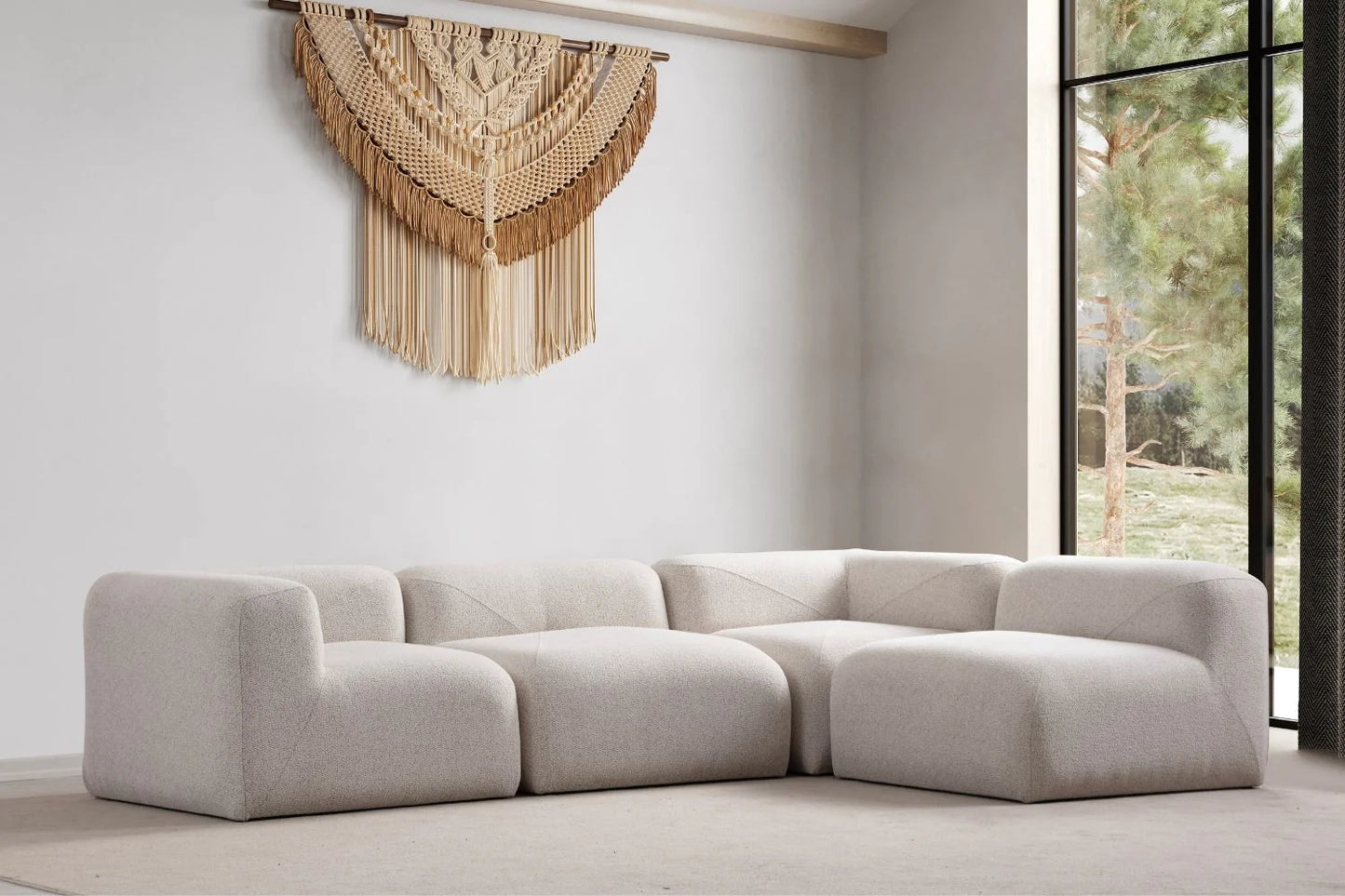 Canapé MELVA Chenille Blanc Cassé